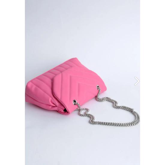 Damen gesteppte Umhängetasche mit Nahtdetails Rosa ( Fuchsie