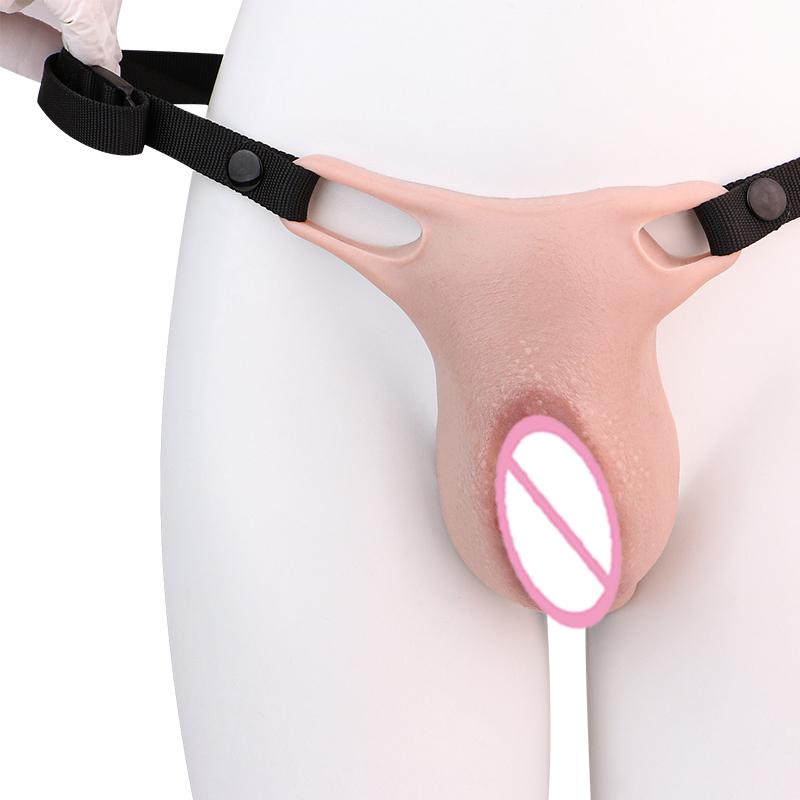 FAAK Silicone Chastity Cage Penis Cover Insertable Vaginal Pant Discreet Daily Wear Chastity Device Realistic Clitoris Wholesale