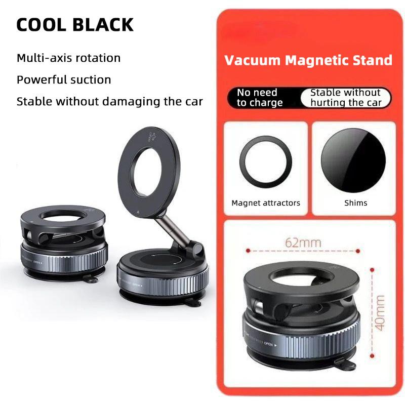 Vacuum Suction Magnetic Car Phone Holder 360° Rotatable Foldable Lazy Phone Bracket Phone Stand чёрный