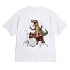 Unisex Vintage Rock T Shirt Cool TRex Dinosaur Playing Electric Guitar Graphic Oversized Cotton Tees Punk Harajuku Casual Tops