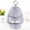 Bunny Shape Charm Keychain Faux Fur Rabbit Keyring Bright Color Car Key Holder Bag Wallet Accessory