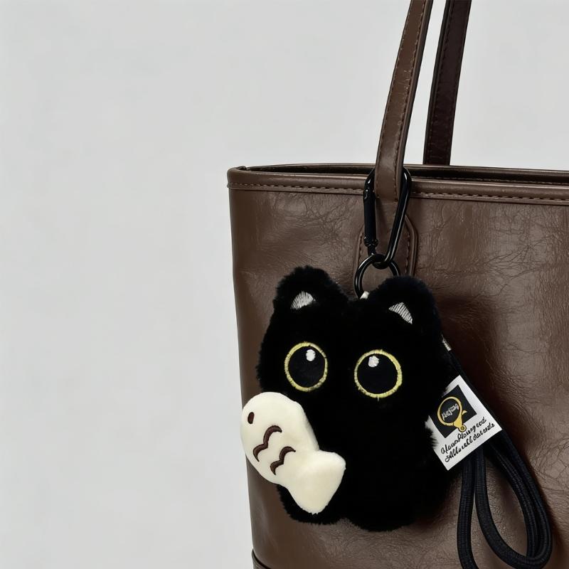 Pack of 2 Multi Functional Plush Cat Keychains Women's Bag Charm Accessory for Office Home and Personal Decoration
