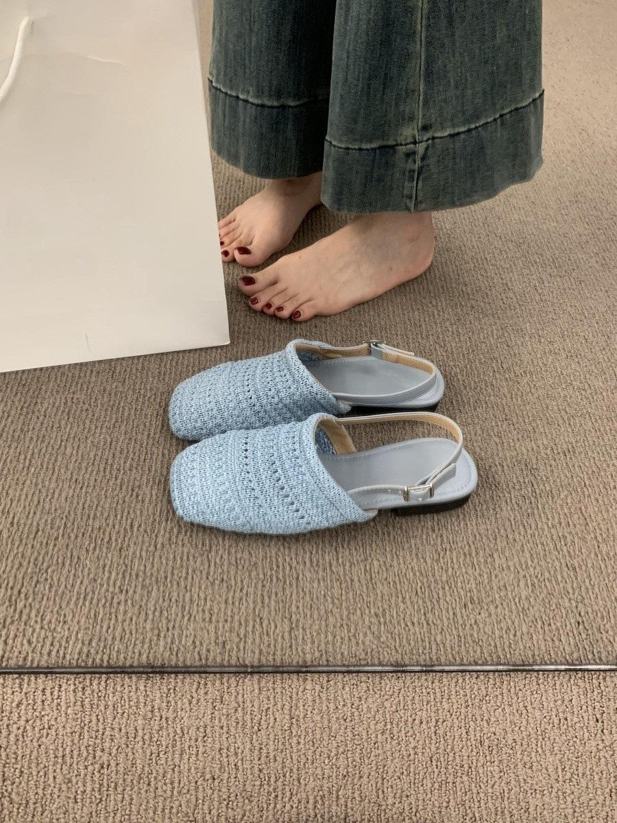 

Retro Mori woven breathable bag head sandals women s summer wear 2025 new casual flat Roman beach shoes 40 синий
