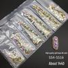 6-Grid Flat-Back Nail Art Rhinestone Set (1440pcs) - Mixed AB & Clear Glass Rhinestones Nail Decorations