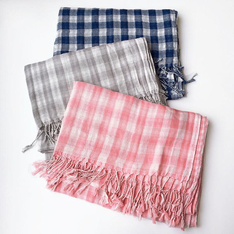 Luxury Brand Plaid Scarves Cotton Shawls Lovers Winter Warm Plaid Shawl Double Layers Tassel Scarves