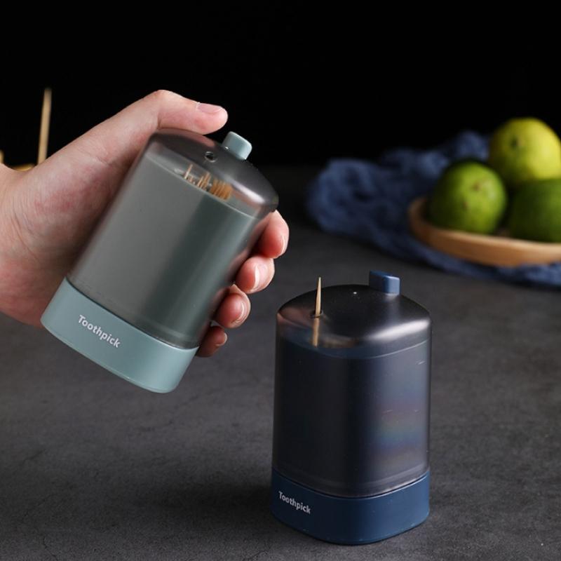 1 Pcs Push Automatic Eject Toothpick Jar Household Portable Toothpick Box Dispenser Holder Toothpick Swab Dispenser Gadget