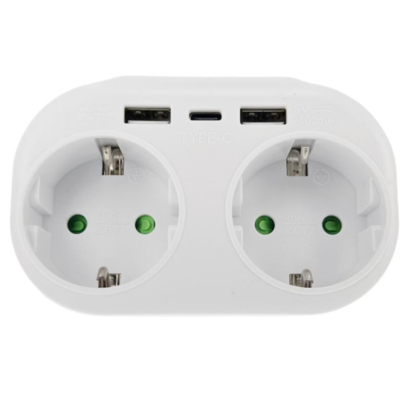 

Вилка EU KR Подовжувач живлення з розетками змінного струму USB-порти для заряджання Настінна розетка Адаптер живлення Електрична розетка для домашнього офісу