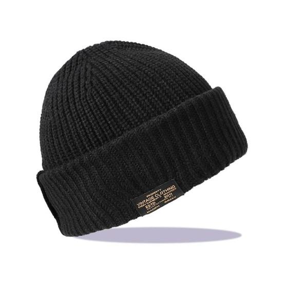 Pánská podzimní zimní pletená čepice Super měkká, vysoce elastická ultra-hustá jednobarevná pletená čepice odolná proti větru, Streetwear čepice