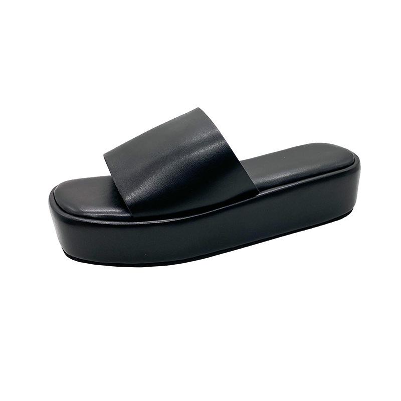 

Platform women s slippers wear summer new women s shoes fashion casual slope heel one word cool slippers women 40 чорний