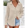 Women's Collared Long Sleeve Cotton Gauze Regular Fit Casual Button Down Shirt Blouse