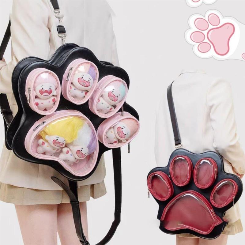 Sweet Cute Cat Paw Ita Bag Ladies Multi Layer Large Capacity Backpack Women Fashion Color Black Shoulder Bags Mochilas Mujer Y2K