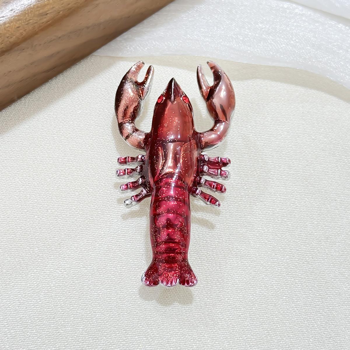 Animal Brooch Crayfish Red Coat Brooch Design Retro Exquisite Pin Accessories 3CM*5CM