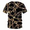 Crystal Necklace Pattern T-shirt Leopard Jewelry 3D Printing T Shirt Round Neck Short Sleeves Summer For Men Street Fashion Tee