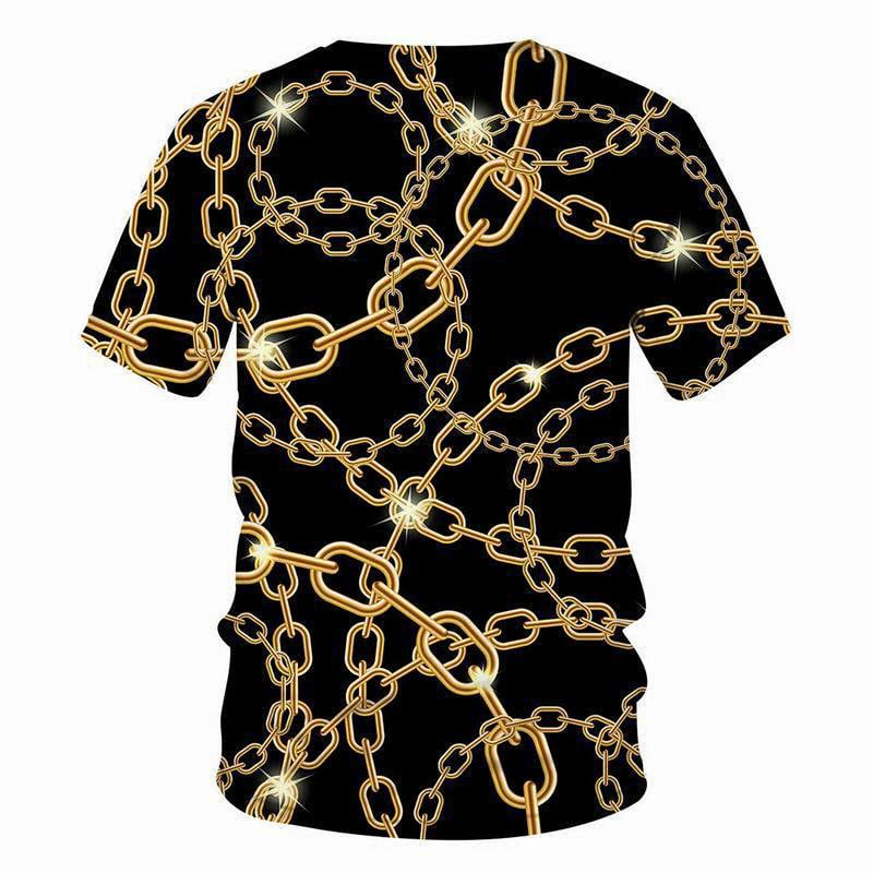 Crystal Necklace Pattern T-shirt Leopard Jewelry 3D Printing T Shirt Round Neck Short Sleeves Summer For Men Street Fashion Tee