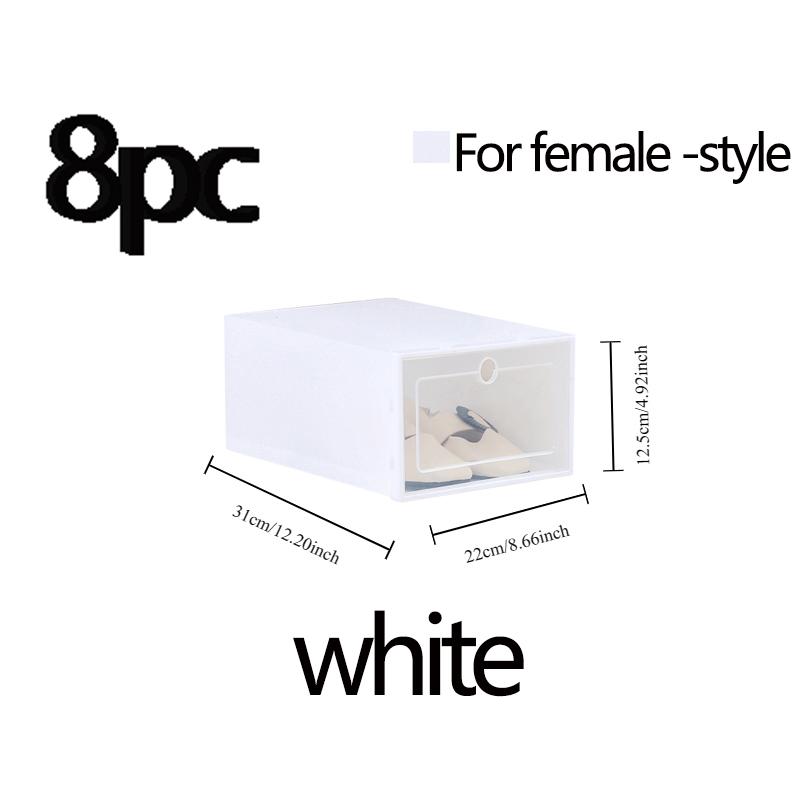8 Pc Transparent Plastic Shoe Box, Dustproof and Moisture-proof, Home Storage, Simple Installation, Easy To Store and Move Avail