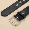 Black Rivet Punk Style Belt with Bright Metal Pyramid Decoration, Suitable for Men and Women