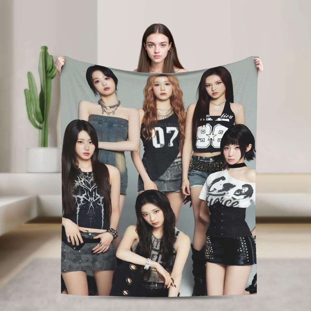 Kpop Babymonsters Group Blankets Velvet Spring/Autumn Multi-function Lightweight Throw Blanket for Home Office Bedspreads