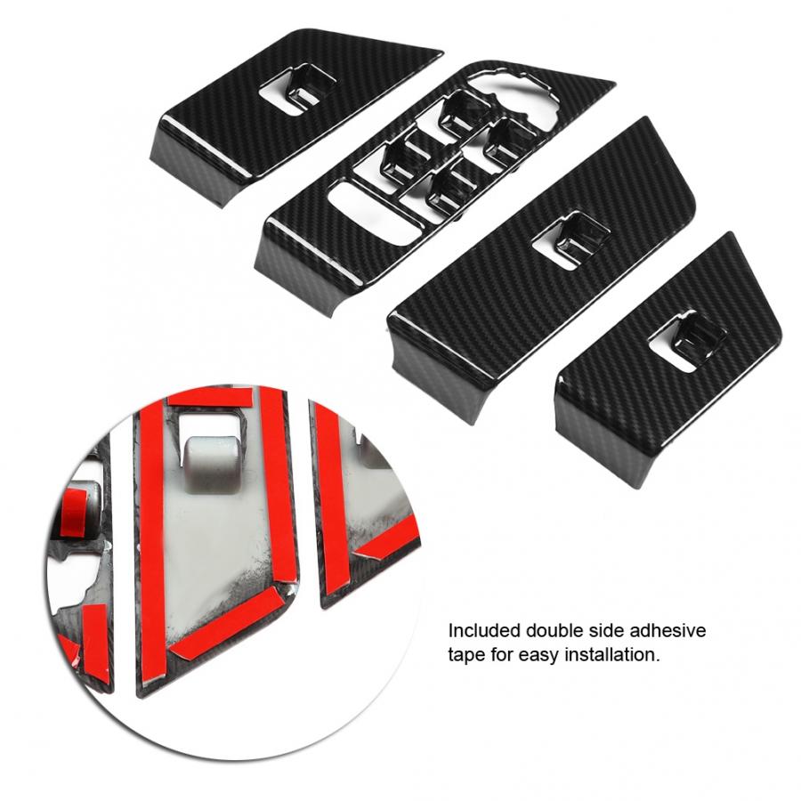 4Pcs Window Lift Button Cover Trim Carbon Fiber Frame for Land Rover Range Rover Evoque 2012-2017 ABS Material Car