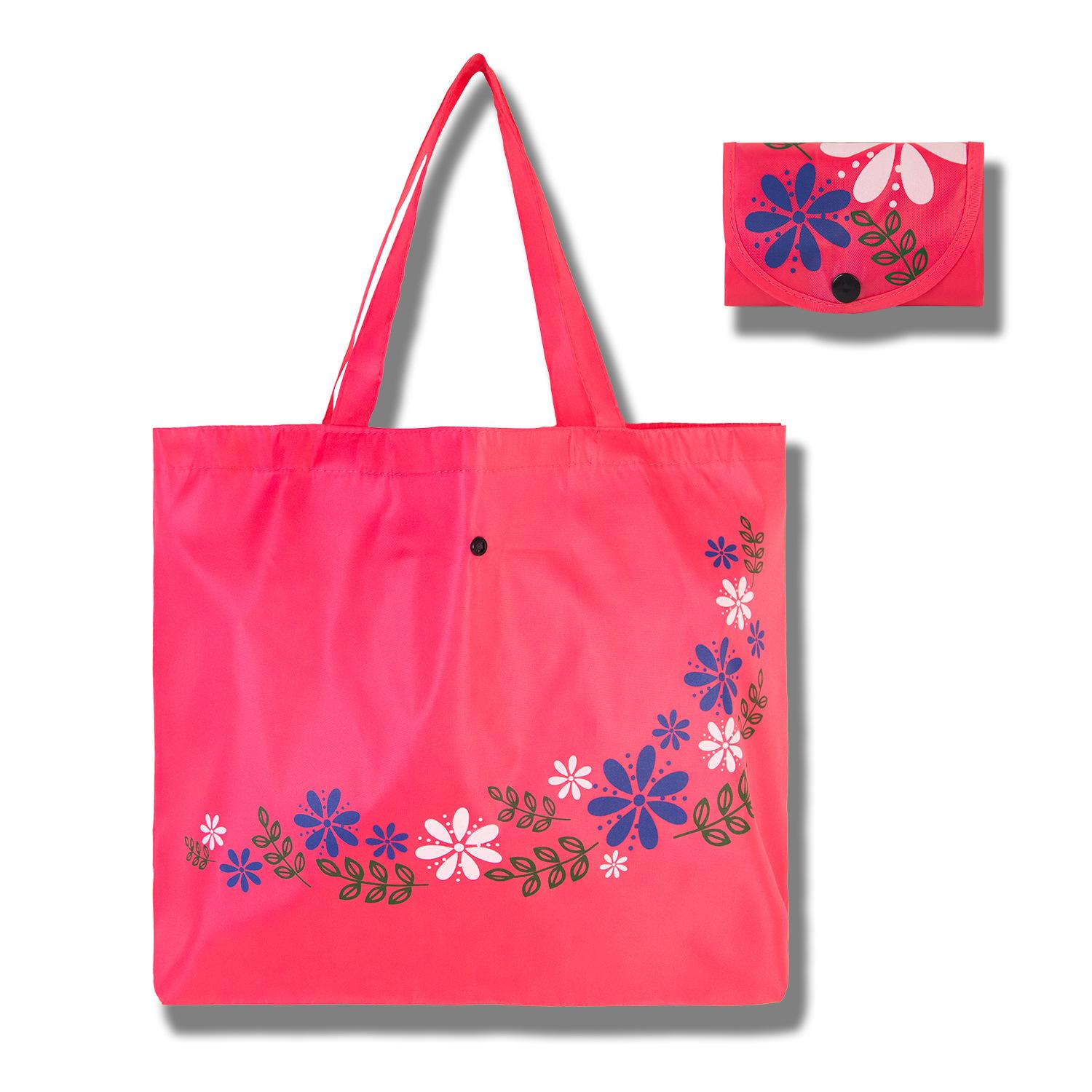 Сумка-тоут с пряжкой Классическая складная сумка для покупок из ткани Оксфорд 210D Маленькая цветочная сумка для покупок на скрытой кнопке Экологичная розы красного 840₽