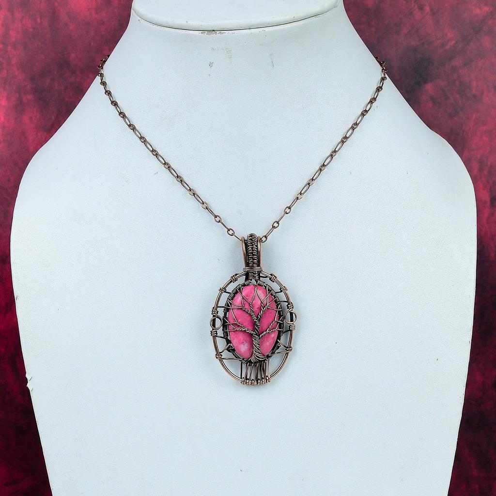 Tree Of Life Thulite Pendant Gemstone Jewelry Copper Wire Wrapped Antique Pendant