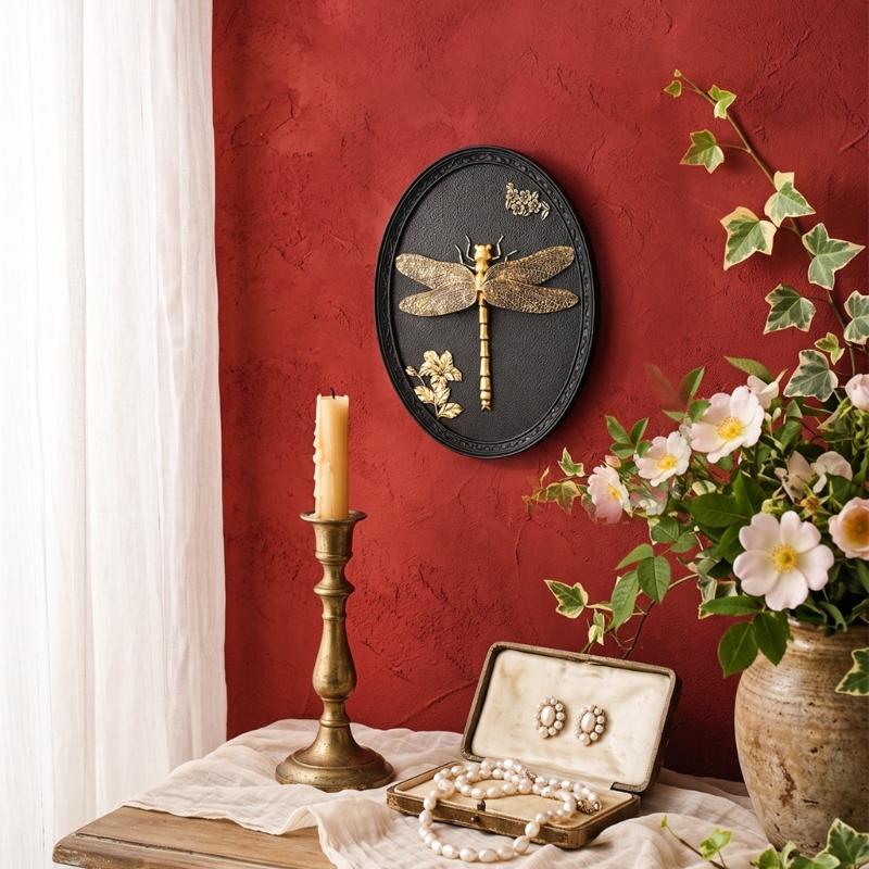 Plastic Insect Wall Plaque with Deep Relief Nature Forms for Interior Wall Display or Decorative Shelf Placement