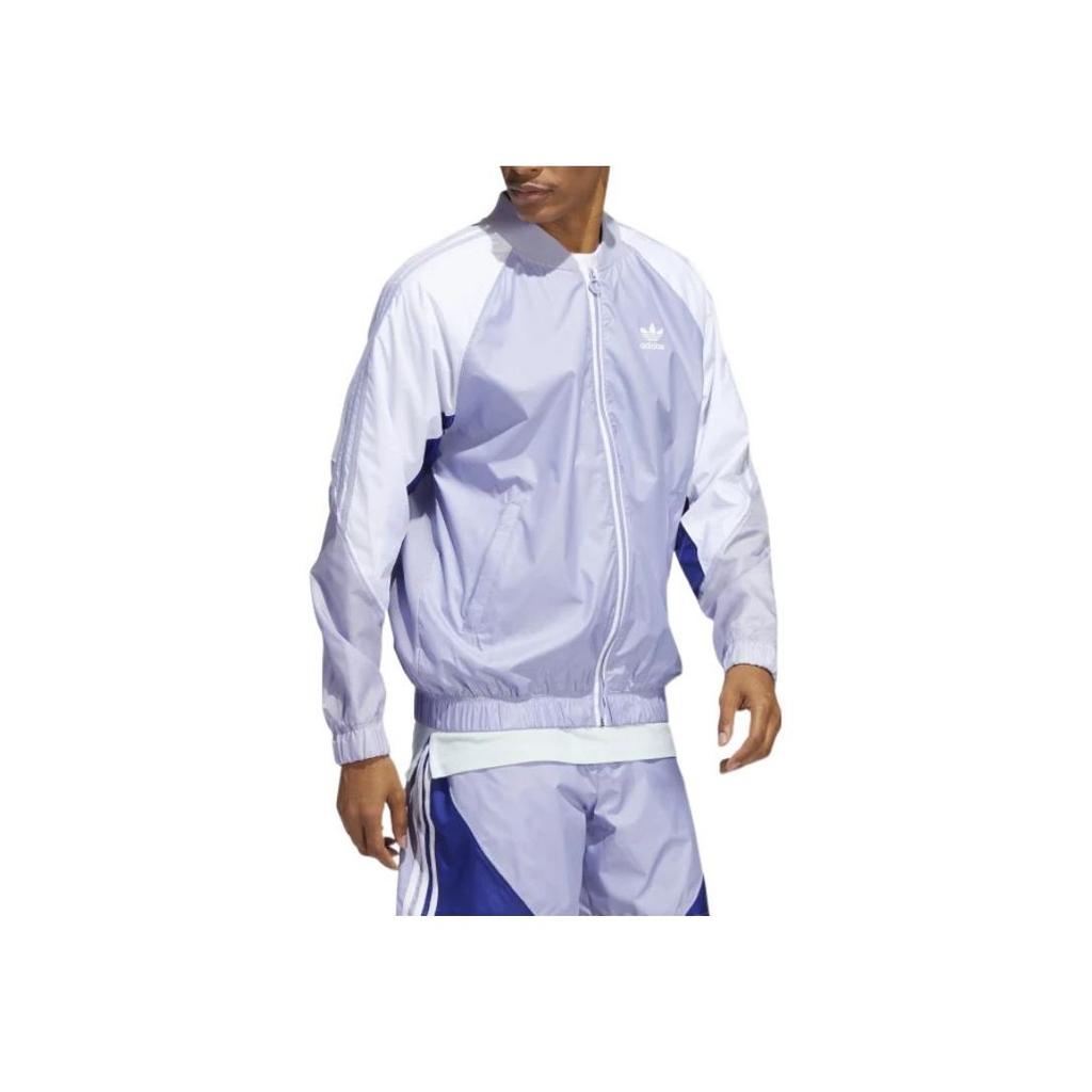Adidas Originals Trefoil Color Block Windbreaker Jacket Men Outerwear Pink Purple HC2097