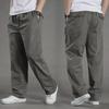 Heren Casual Losse Broek met Meerdere Zakken, Elastische Taille, Plus Size, Effen Kleur, Dun voor Lente en Herfst