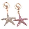 Keychain Sparkling Rhinestones Inlaid Starfish Design Keychain Pendant Enamel Oil Drip Process Smooth Edges Spring Buckle Key Holder Backpacks