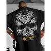 Herren Schweres T-Shirt - Kräftiger Grafik-Rückendruck mit Totenkopf- und gekreuzten Knochen-Design, Text „Stille ist auch eine Wahl“, Lässiges Sommer-T-Shirt