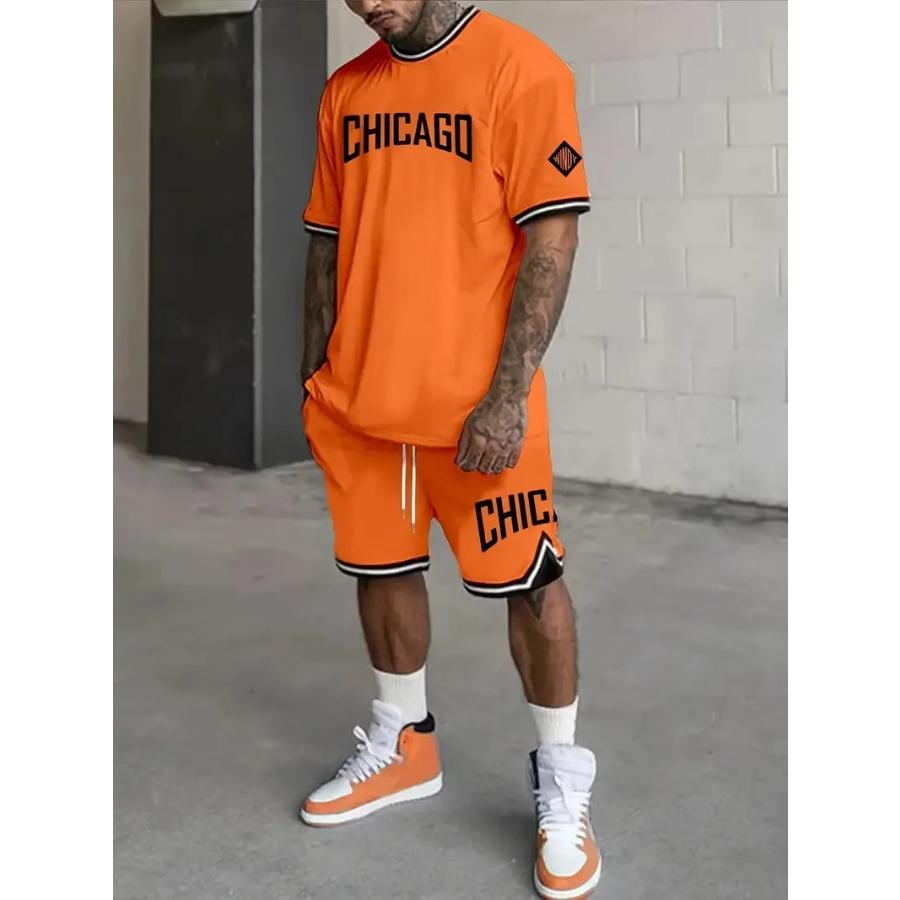 Summer New Men's Sports Set Short Sleeve T-shirt Set Casual Set Sports 3D Printed Street Wear Shorts 2-piece Set Men's Soft