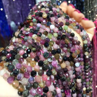 Small Natural Stone Beads Tourmaline Sun Stone Garnet Amazonite 3 4 5mm Section Loose Beads for Jewelry Making DIY Bracelet