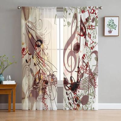 Musical Notes Oktave Schönes Bild Tüll Fenster Vorhänge Wohnzimmer Organza Sheer Voile Vorhang Schlafzimmer Küche Wohnkultur