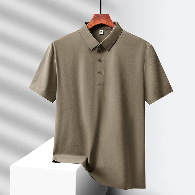 Polo shirt men's ice silk nylon high-end seamless business casual ice-feel lapel men's short-sleeved T-shirt quick-drying