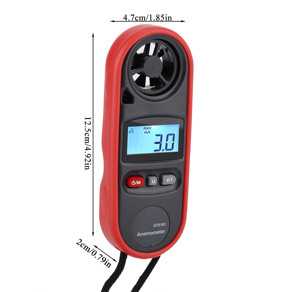 163 Handheld Digital LCD Portable Anemometer Wind Speed Meter Thermometer, Compact Wind Vane Ideal for Weather Enthusiasts, Fishing, and Industrial