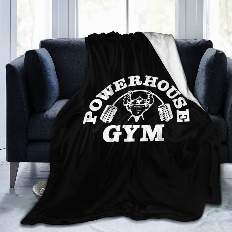 Powerhouse Gym Print Flannel Throw Blankets Soft Cozy Travel Blanket Lightweight Warm Fluffy Plush Blanket for Sofa Couch Bed