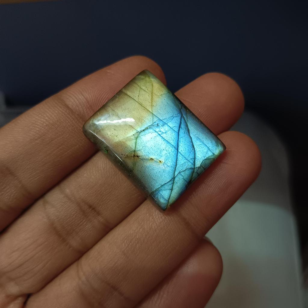 Double Color Flashy Natural Labradorite Cabochon Gemstone, 50.95 Carat, 28x22x8 MM Size.