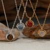 Simple And Stylish Design Colored Treasure Necklace Women'S S925 Sterling Silver Natural Red Agate Tiger Eye Aquamarine Moonstone Pendant