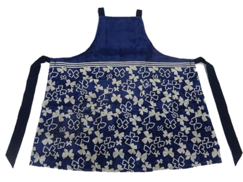 Luna Panda HANAEMORI Towel Pile Ribbon Papillon Pattern Apron 67233 (Navy) - Available at Department Stores