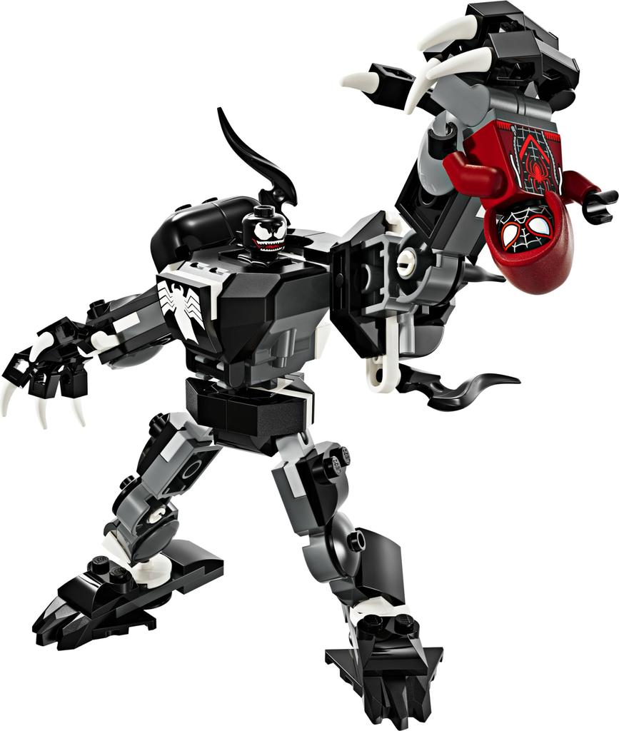 LEGO Marvel Mechaniczny Garnitur Venoma vs. Figurka Milesa Moralesa, 76276, Prezent Urodzinowy, Zabawka Edukacyjna, Klocki, dla Chłopców i Dziewczynek, w Wieku 6, 7, 8 i 9 Lat, Marvel C