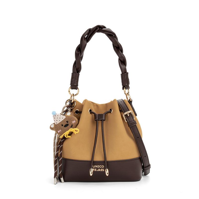 IELGY Ladies Messenger Bag Drawstring Shoulder Portable Bucket Bag