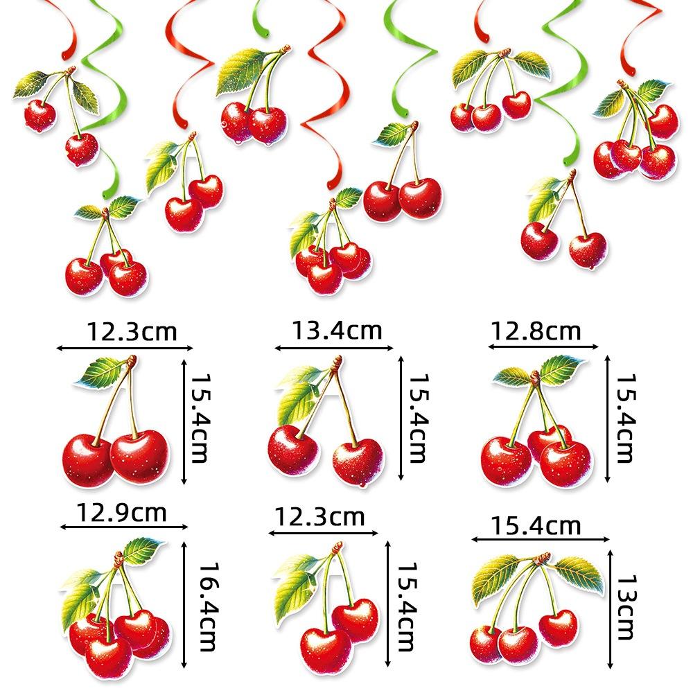 Flagi Dekoracyjne na Urodziny z Wiśniami Banery Wiśniowe Spiralne Zawieszki Dekoracje Urodzinowe i Rekwizyty do Aranżacji