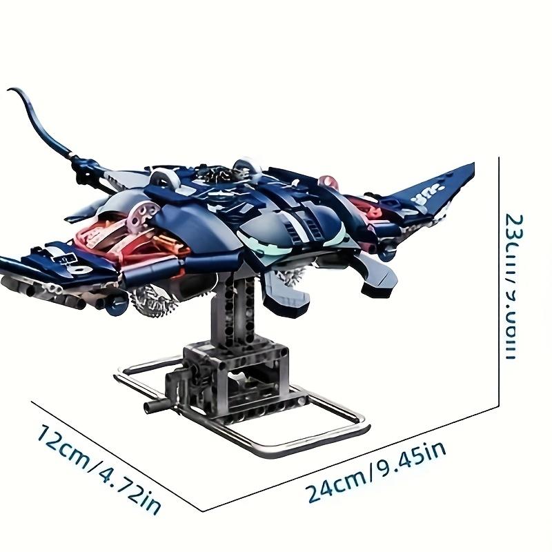 Manta Rochen Baustein Set, Meeresleben Modell, Sammlerstück Display für Erwachsene, Mit Beweglichen Flügeln Und Schwanz, Posierbares Manta Rochen Modellbausatz Mit