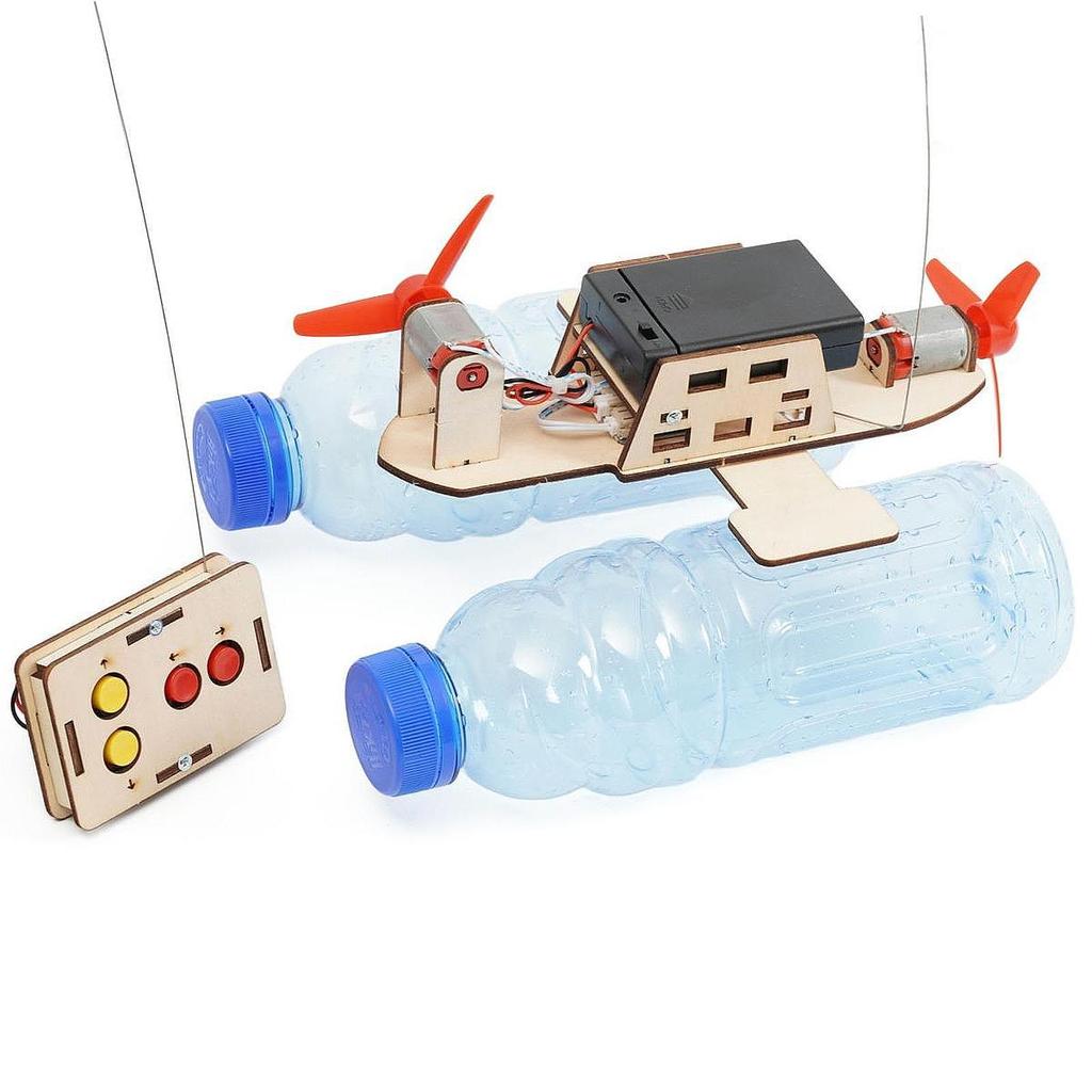 DIY RC Boat Kit Building Toy Cordless Control for Children Boys Toddler