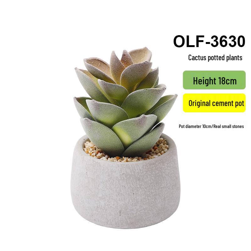 Retro Cement Cactus Bonsai - Small Faux Potted Plant for Office Decoration
