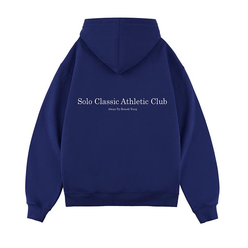 Letter Slogan Plus Velvet Hooded Sweatshirt National Trend Autumn Heavy Retro Loose Pullover Hoodie