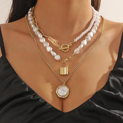 Necklace for Women Layered Irregular Necklace Shaped Vintage Baroque Necklace Jewelry Premium Feeling Beautiful Elegant Necklace for Her