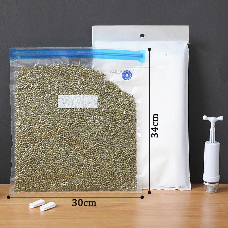 Yeniden Kullanılabilir Vakum Mühürleyici Torbaları Ev Tipi Plastik Şeffaf Gıda Saklama Mühürleme Torbası Taze Gıda Fermuarlı Dondurucu Mühürleme Klipsleri El Pompası Torba