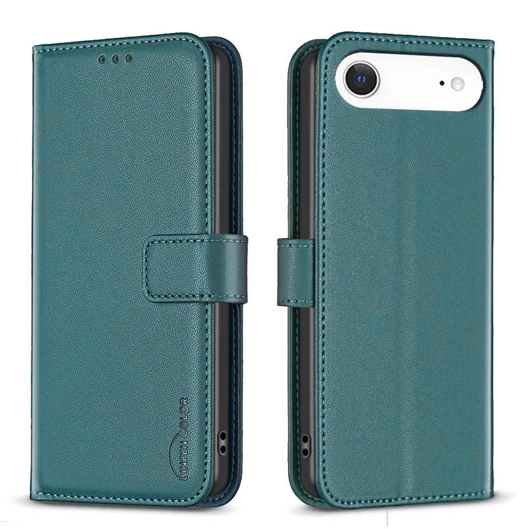 

For iPhone 17 Air Phone Case BINFEN COLOR BF17 Wallet Folio Flip Leather Cover Green