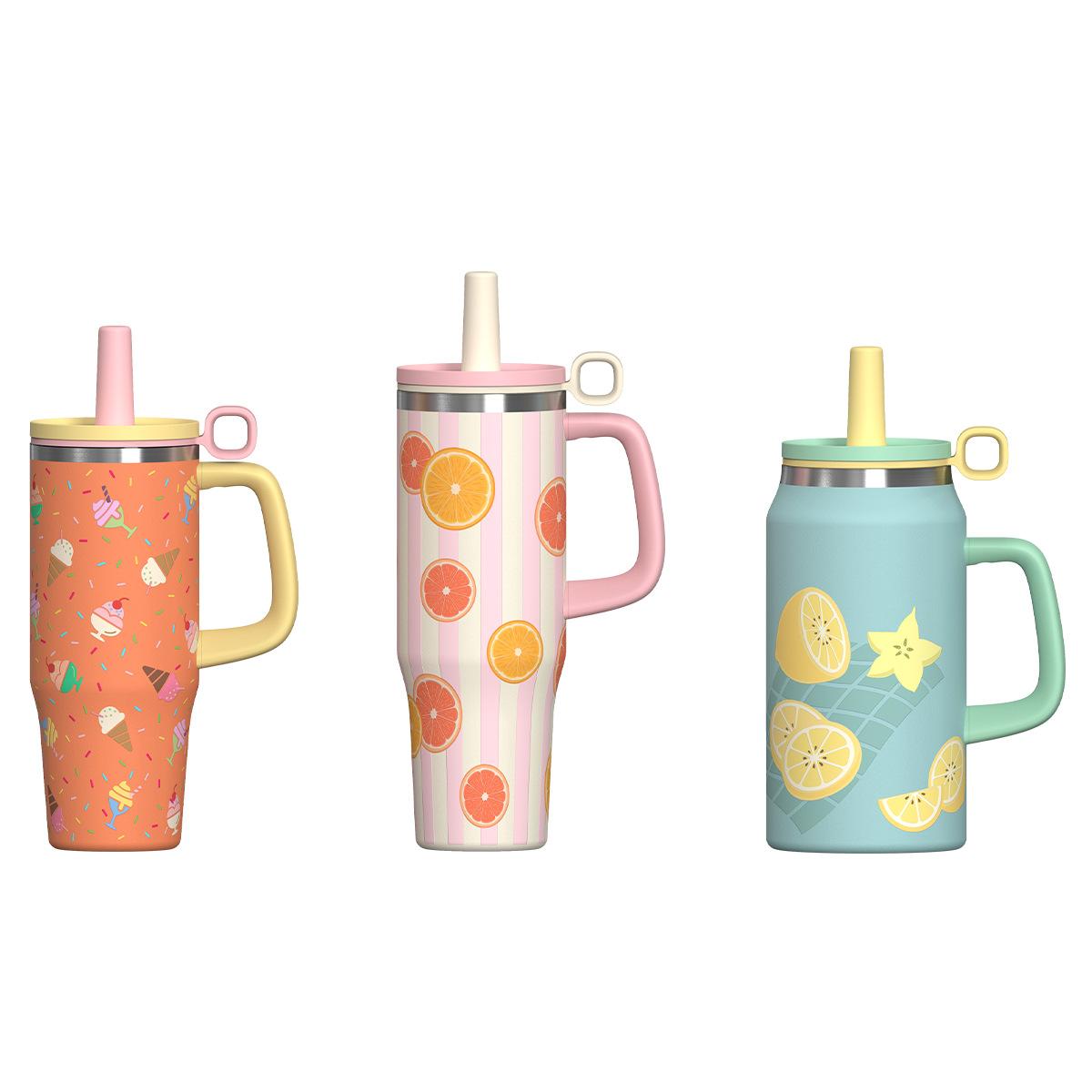 

Summer new 40oz car cup custom handle cup Bingba cup large capacity bouncing straw car cup 18oz/550ml