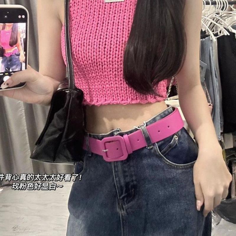 Rose Y2k Chic Pink Womens Belt With Colorful Buckle For Outfits Casual